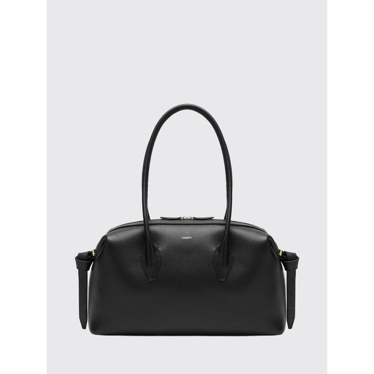 Brioche Duffle Hammered Leather Rounded Shoulder Bag with Zip Closure (BRIOCHEDUFFLEBLK)