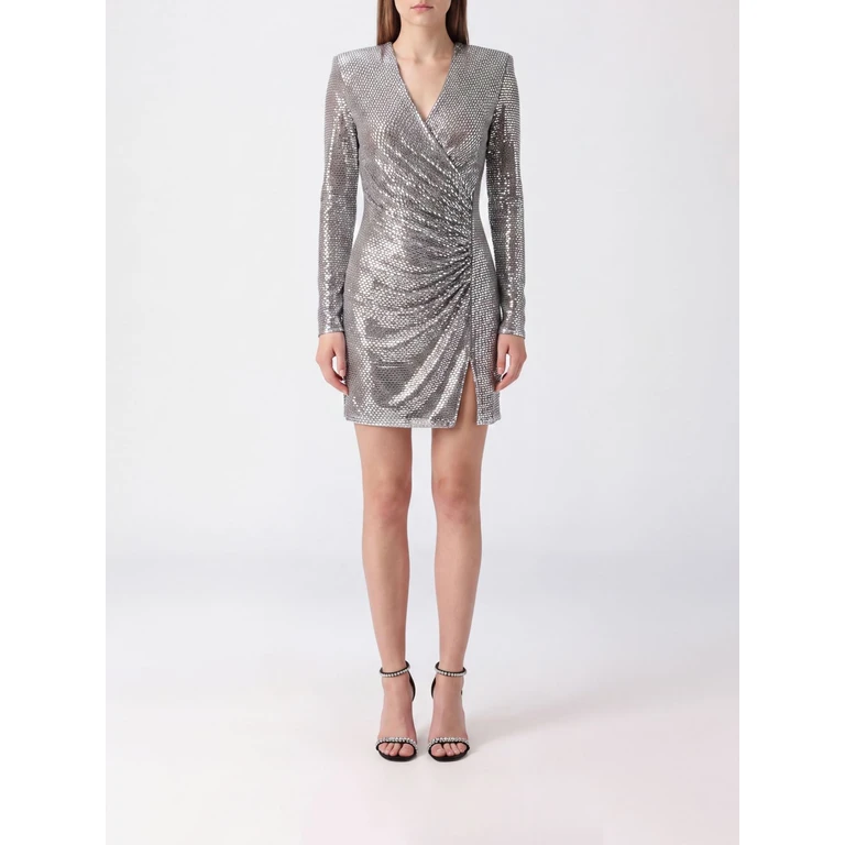 Draped Rhinestone-Embellished Polyester Mini Evening Dress (AW26154SGRGREY)