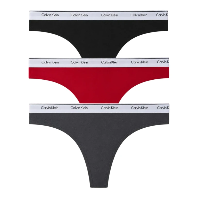 Women's Thong 3-Pack - Black/ashford/tango Red