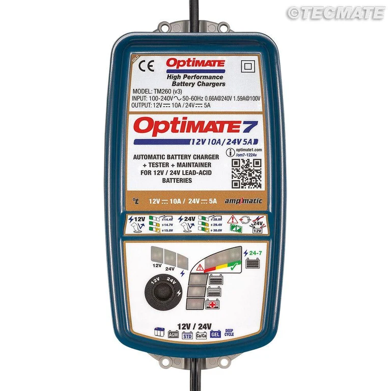 TM260 V3 - TecMate Optimate 7 12v/24v Battery Charger