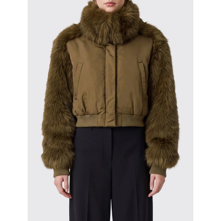 Virgin Wool Blend Jacket with High Neck and Concealed Closure (GCD226F612M3918131)