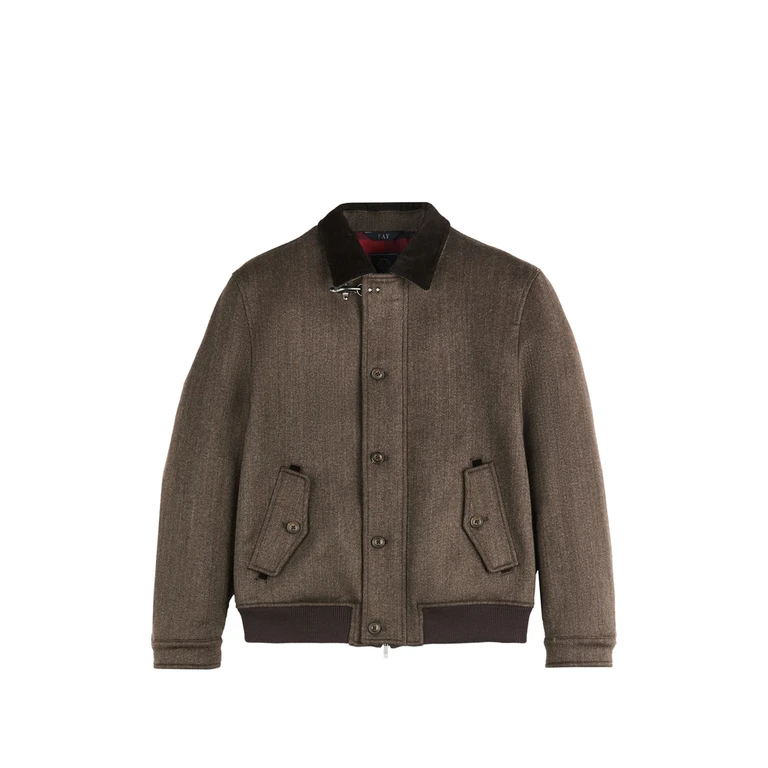 Corduroy-collar Lobster-clasp Bomber Jacket