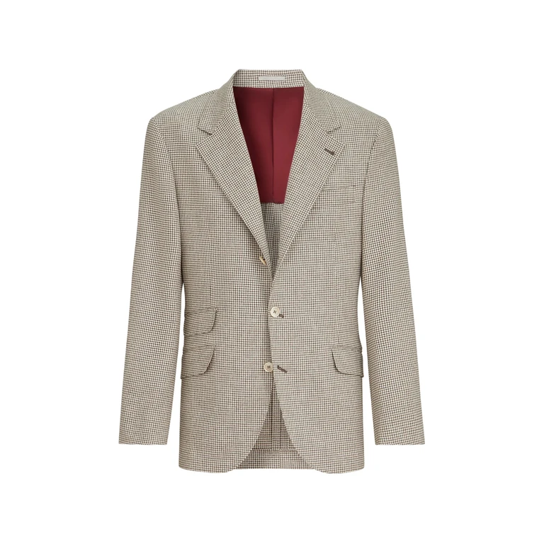 Wool, Alpaca And Silk Houndstooth Deconstructed Cavallo Blazer