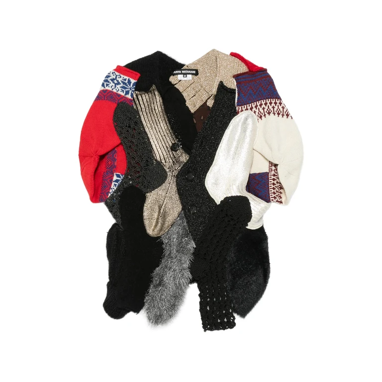Mixed-material Patchwork Cardigan