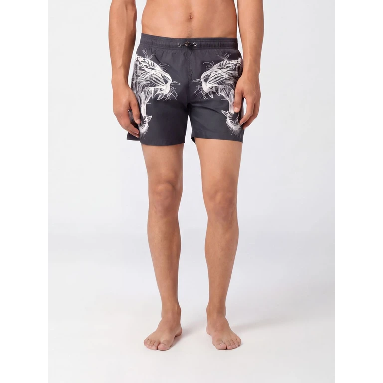 Polyester Swim Shorts with Graphic Print and Drawstring Waist (SAFCMMT0441STE003N80)