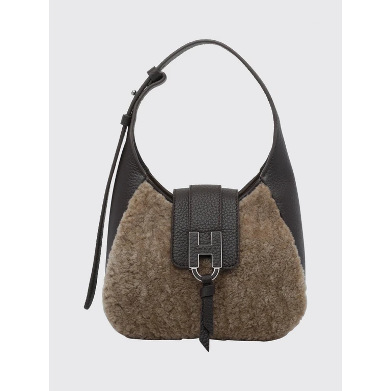Sac hobo Hogan en shearling et cuir de veau grainé