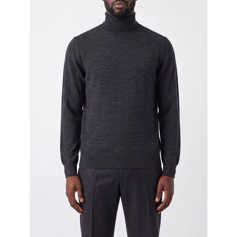 Extrafine Merino Wool Turtleneck Sweater with Ribbed Trims (401705039)