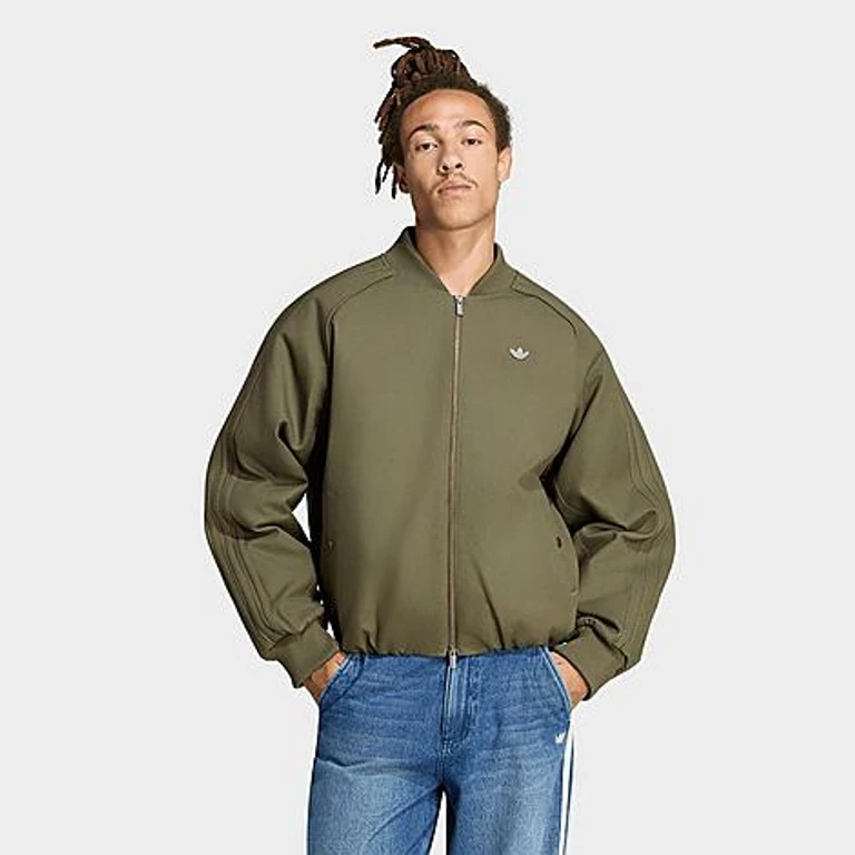 Men's Originals Superstar Canvas Full-Zip Jacket in Olive Strata Size: XS