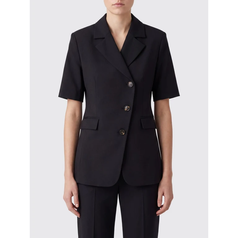 Short-Sleeved Cropped Double-Breasted Blazer in Organic Cotton (A1020097099)