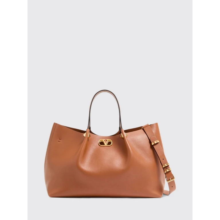 Large VLogo Signature Studded Smooth Leather Tote (B0T82WLA0JG)