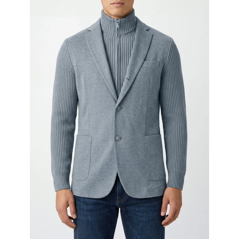 Single-Breasted Knit Wool Blazer with Notch Lapels (N75GIAN06TES0N2761413)
