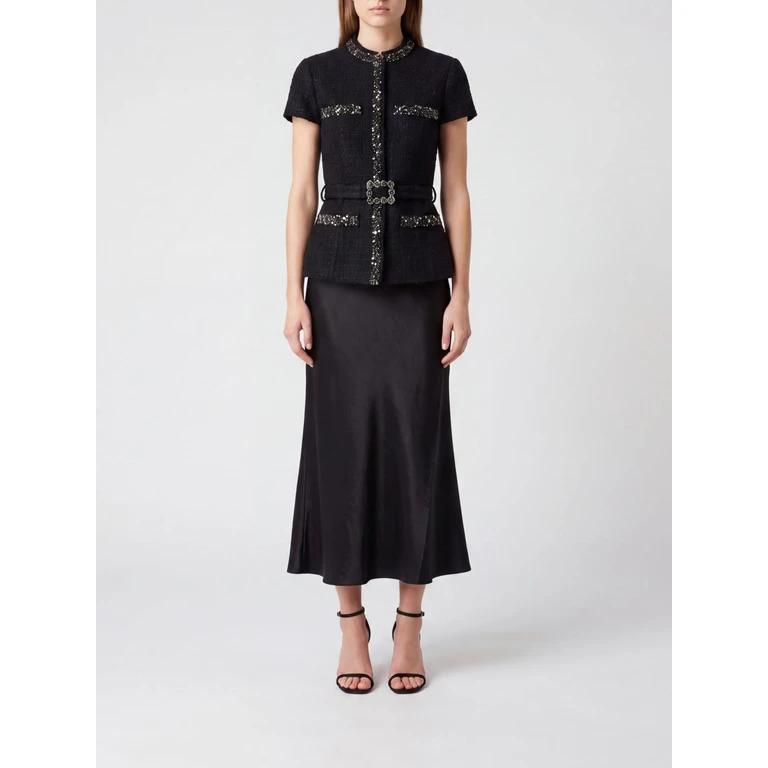 Slim Fit Crêpe Midi Shirtdress with Jewelled Belt (AW26053MAB)