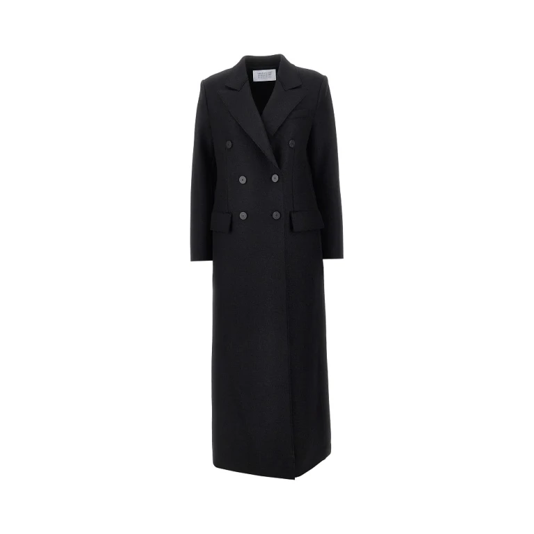 Pressed wool long double-breasted coat Woman 46