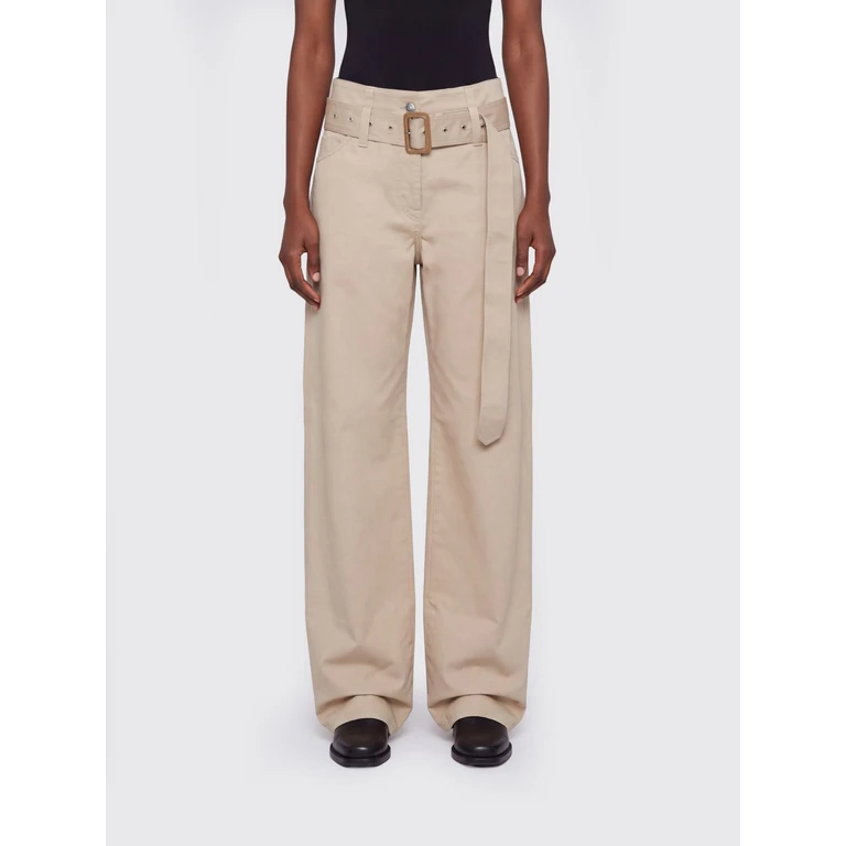 High-Waisted Wide Leg Trousers in Organic Cotton with Five Pockets (AK1120BSI)