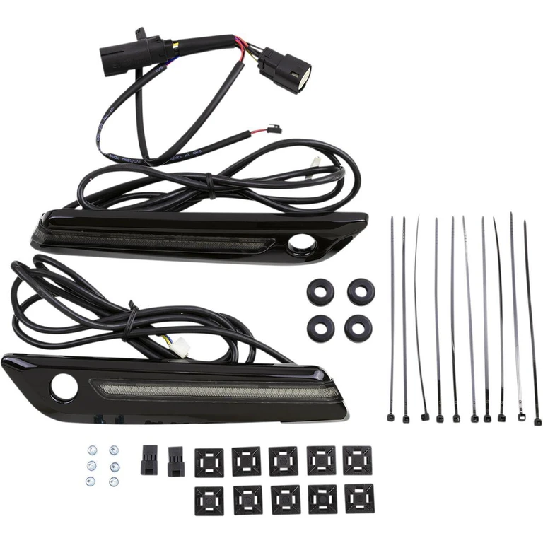 40071 - Ciro LED Saddlebag Hinge Covers For Harley Davidson FLH 1868 ABS 2021 - Black/Grey/Smoke