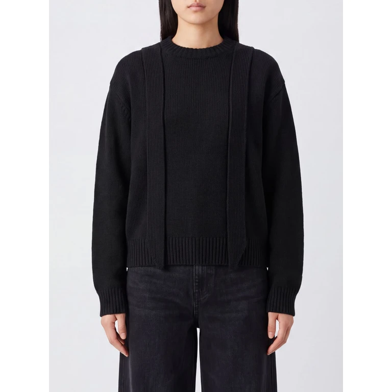 Wool Crewneck Jumper with Contrast Panel and Embroidery (2604069M001)