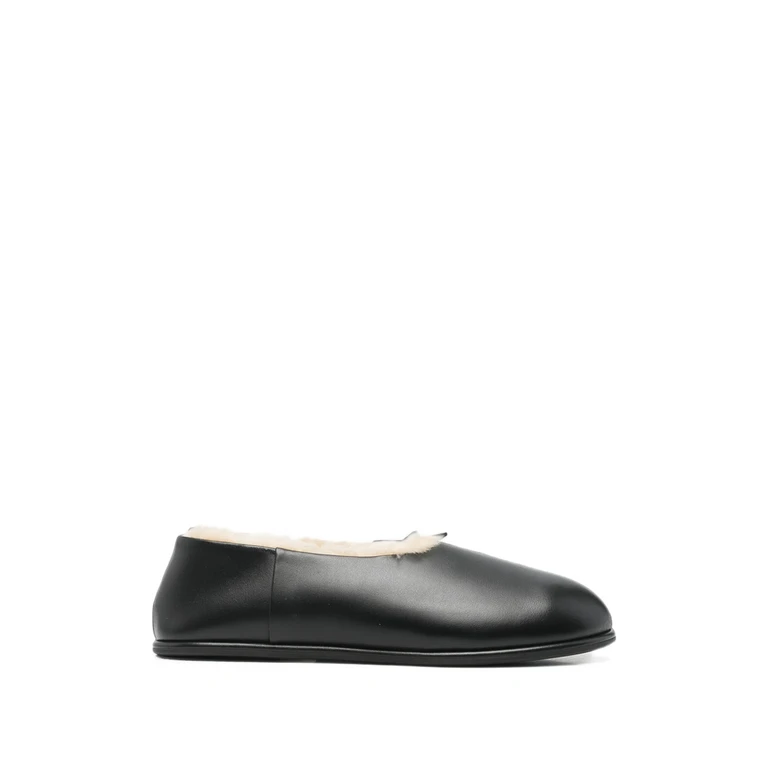 Shearling-lined Leather Slippers