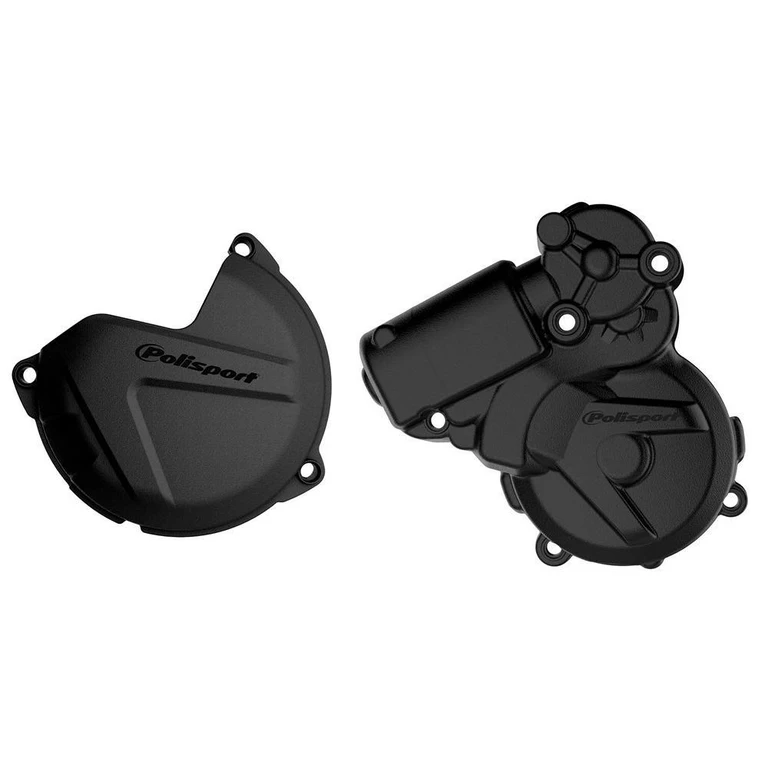 90966 - Polisport Clutch & Ignition Cover Protectors For KTM EXC 250/300 2013-2016, TE 250/300 2014-2016 Black