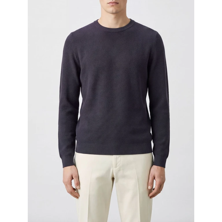 Slim Fit Crewneck Jumper in Pure Virgin Wool with Ribbed Trims (810234ZN204Z2501)