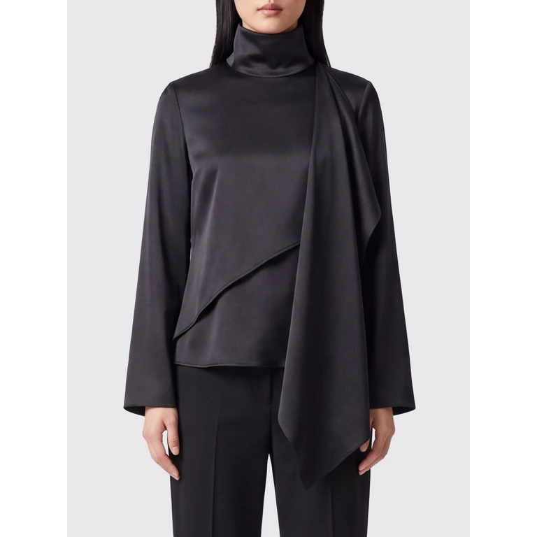 ROHE Asymmetrical Pure Silk Blouse with High Neck and Long Sleeves (42020356402)