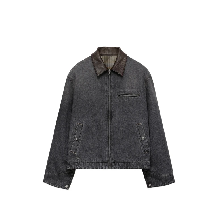 Black Denim Blouson Jacket