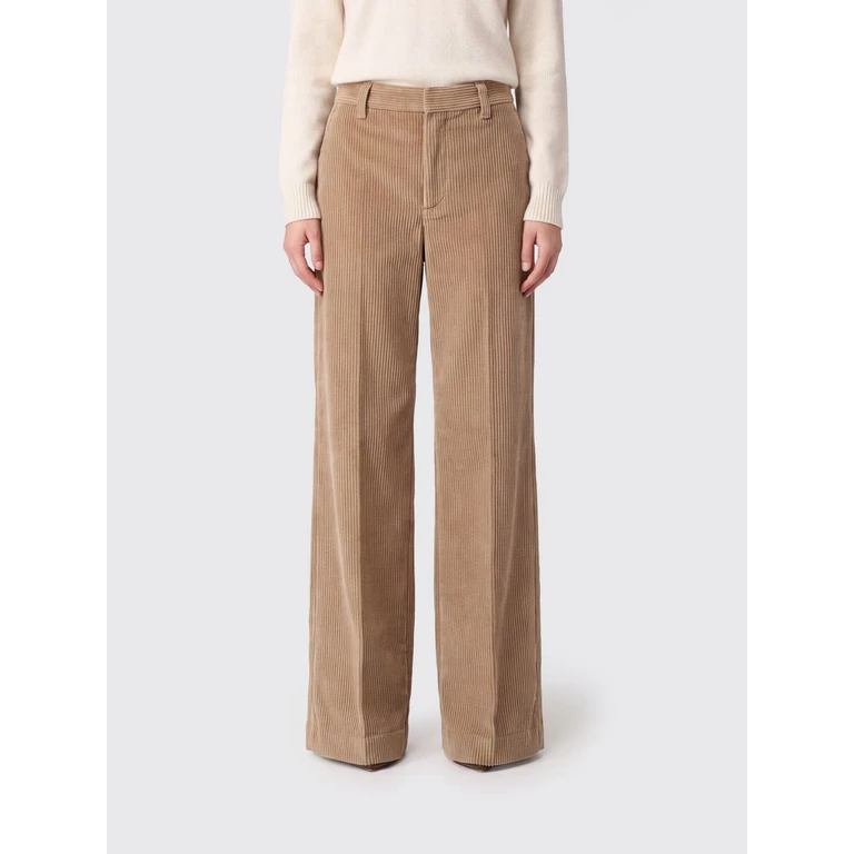 Hoge taille wijde pijp broek van ribfluweel