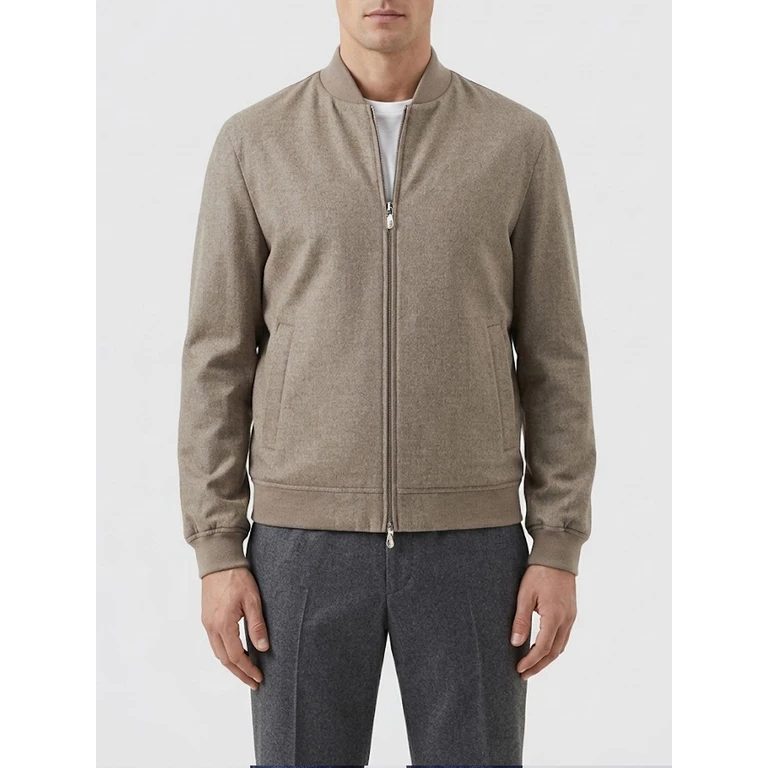 Pure Cashmere Bomber Jacket with Ribbed Collar (MV4216550CJW71)
