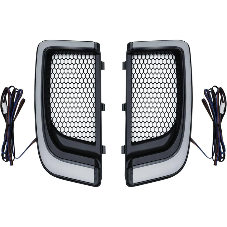 KUR5064 - Kuryakyn Tracer LED Fairing Lower Grill Inserts For Harley Davidson FLHTCU 1690 2014 Black/Clear