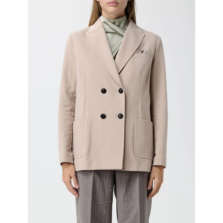 Double-Breasted Stretch Cotton Blazer with Patch Pockets (FD40451360)