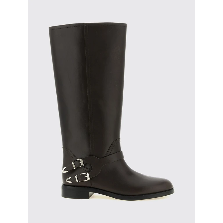 Knee-High Biker Boots in Smooth Leather with Rubber Sole (SD0635P001L72)