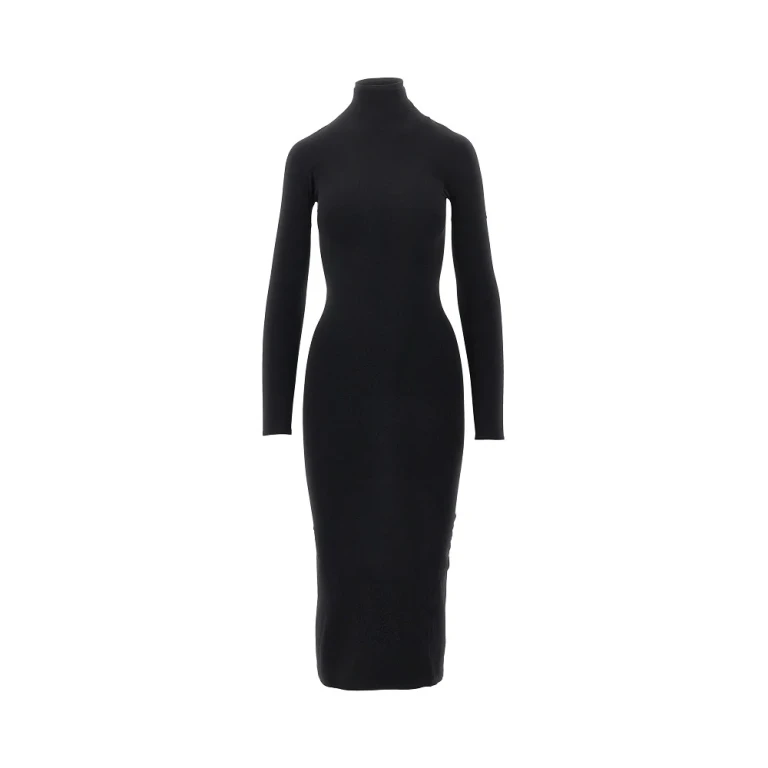Stretch nylon jersey midi dress Woman S