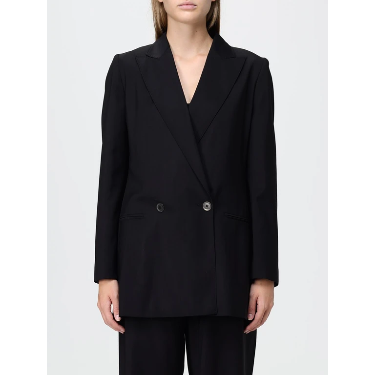 Double-Breasted Pure Wool Blazer with Peak Lapels (2621046031600004)