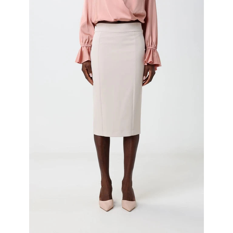 High-Waisted Jersey Pencil Midi Skirt with Back Slit (HG10684723MOUSSE)