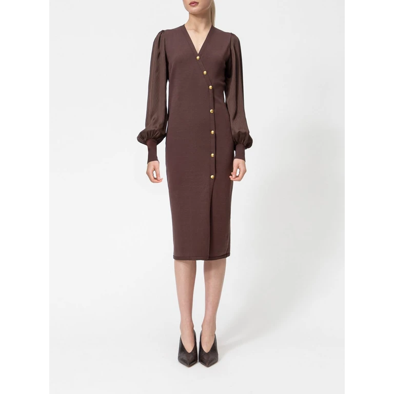 Midikleid aus Viskose-Strick und Satin