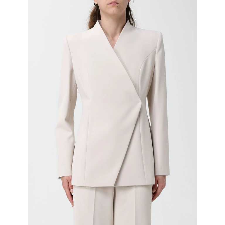 Cropped Double-Breasted Blazer with Concealed Fastening (HJ13074723MOUSSE)