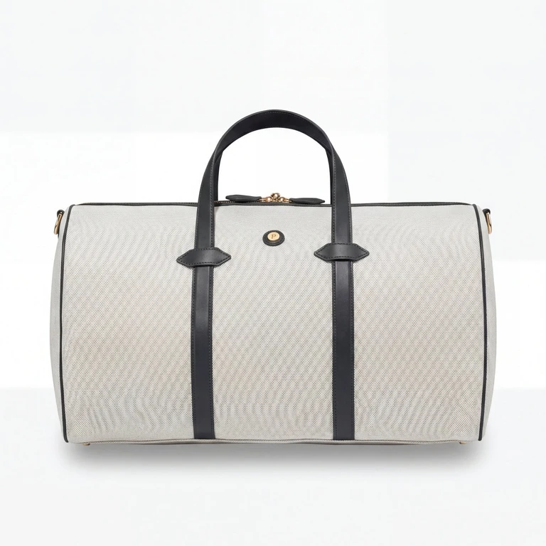 Main Line EcoCraft Canvas Duffel Bag Vegan Leather Domino Black