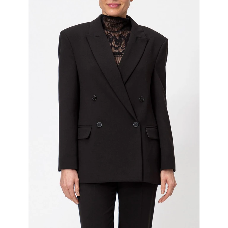 Double-Breasted Viscose Blend Blazer with Peak Lapels (262TF201000006)