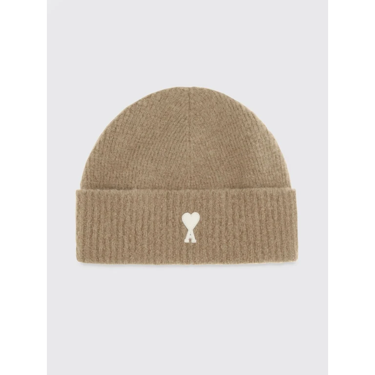 Wool and Alpaca Blend Beanie Hat with Embroidered Logo (UBO005KN0135278)