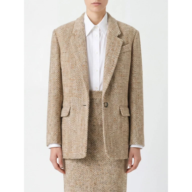 ISABEL MARANT ETOILE Single-Breasted Cotton Blazer with Bicolor Abstract Pattern (VE0767FAD3E02E90BE)