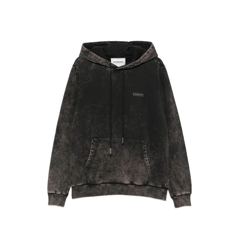 Acid-wash Logo-patch Hoodie