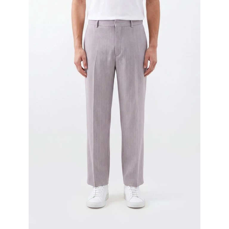 Fume Wide-Leg Tailored Trousers in Pure Virgin Wool (FUMESNM1377BARKMELANGE)