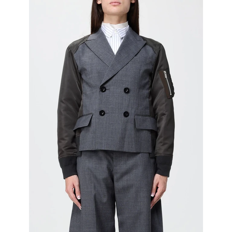 Slim Fit Double-Breasted Short Coat in Wool with Nylon Inserts (2608564342)