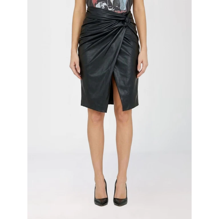 O-Dasli Mini-jupe taille haute drapée en faux cuir