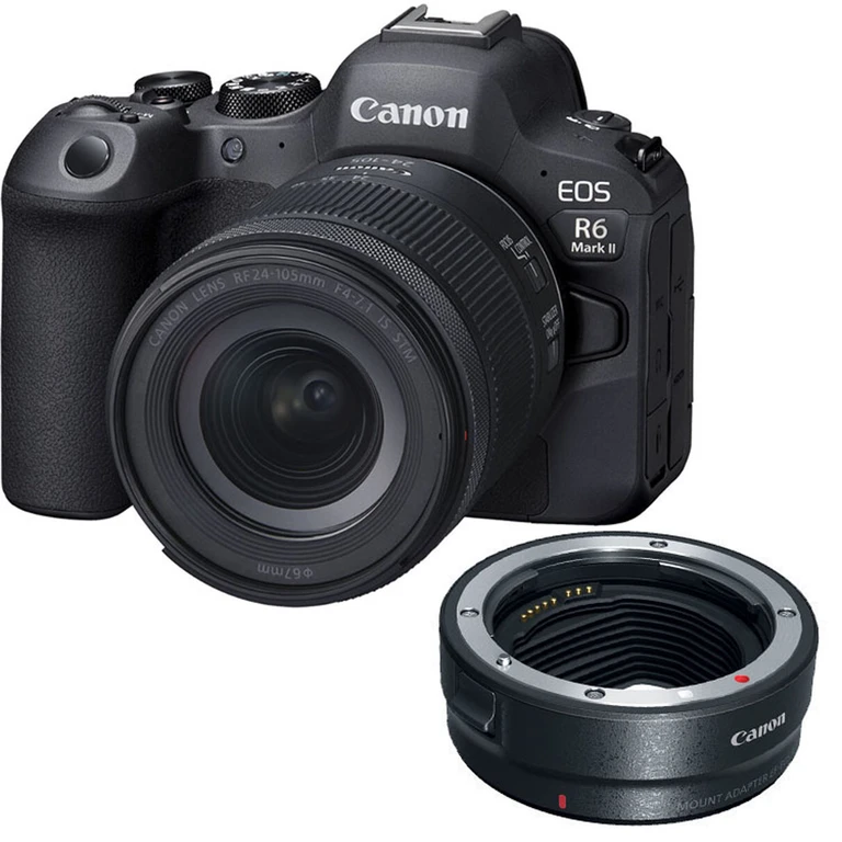 EOS R6 Mark II Mirrorless Camera with RF 24-105mm f/4-7.1 IS STM Lens with EF-EOS R mount adapter