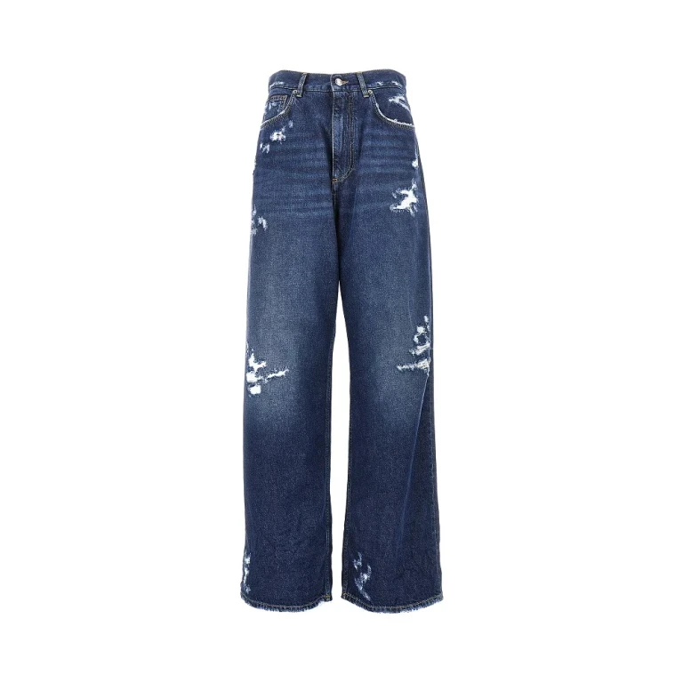 Distressed denim oversized pants Woman 38