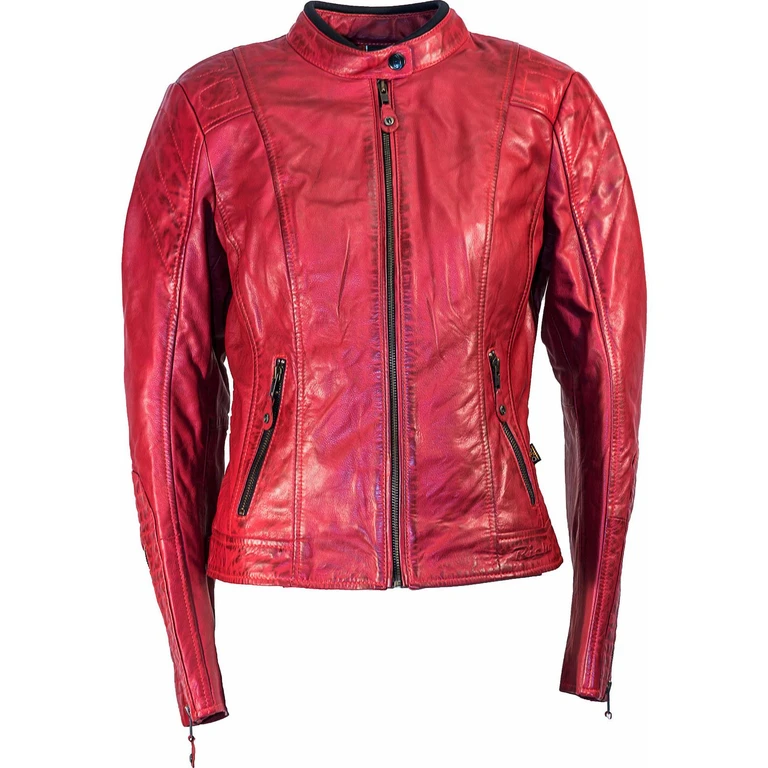 Lausanne Ladies Leather Motorcycle Jacket 8 Red