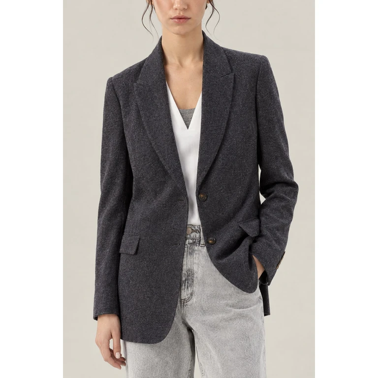 Womens Anthracite Wool Blazer