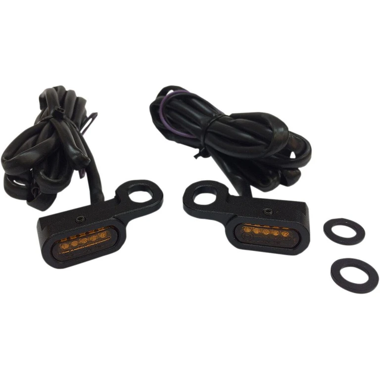 L22-0229MBAENU - Drag Specialties LED Handlebar Marker Lights For Harley Davidson FLHTCU 1690 2014-2016 Black Amber