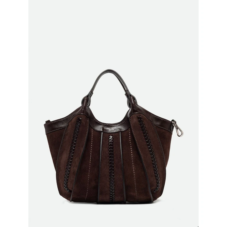 Dua Embroidered Woven and Suede Leather Handbag (BS12749COMMCMRALPHESPRESSO)