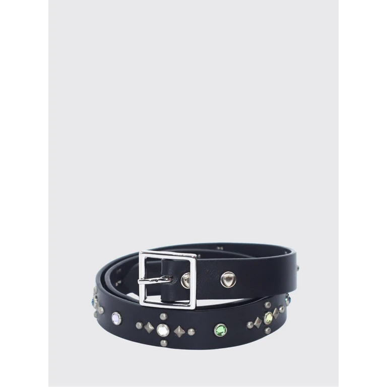 Black Leather Belt with Embroidery and a Classic Buckle (26SHTCI021BLACK)